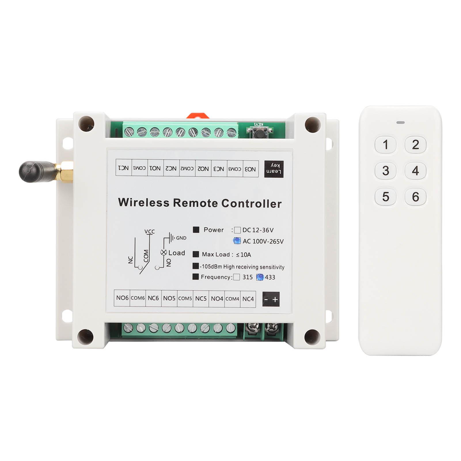 

Remote Control Module 6 Channel Relay Controller Switch Board 433MHz AC 100‑265V