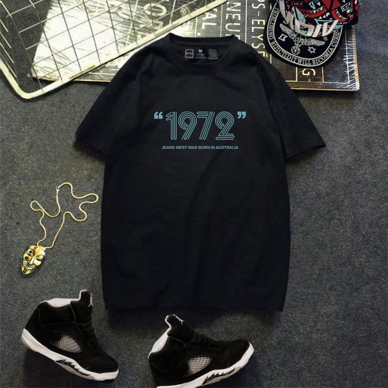 

Мужская футболка с короткими рукавами, летняя свободная хлопчатобумажная футболка 1972 года с принтом и круглым вырезом, модная простая повседневная футболка 3XL