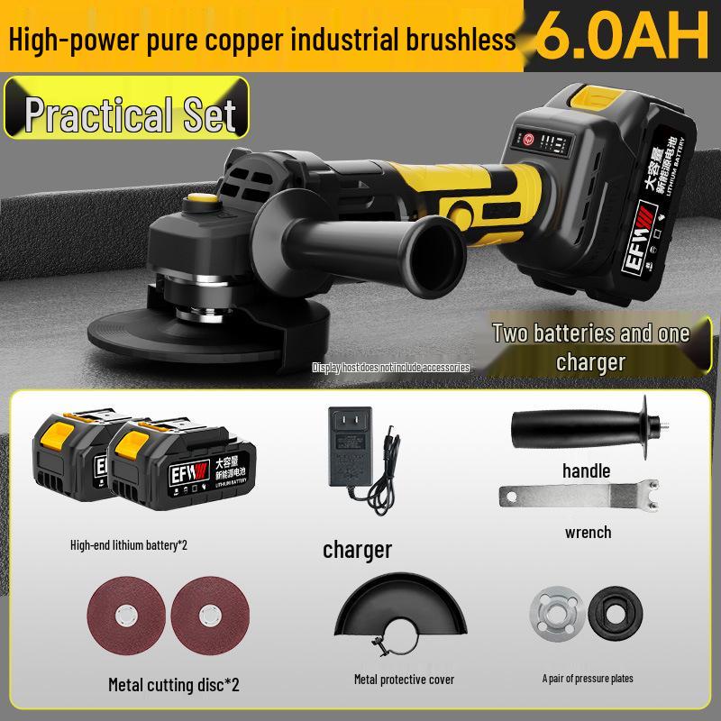 High-Power Brushless Cordless Angle Grinder: Multi-functional Lithium Battery Cutting & Polishing Tool