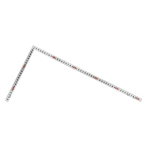 Shinwa Sokutei Curved Ruler, Crane and Turtle, 50cm Scale with Red Numbers on the Back, Silver, 1 Shaku 5 Sun (10555)