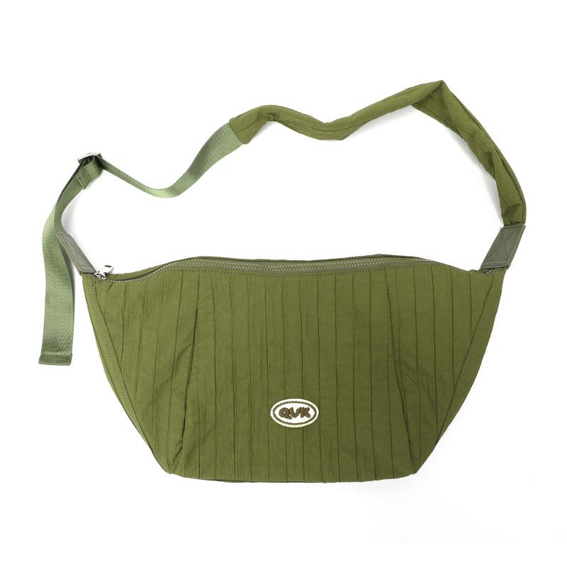 Korean Wrinkled Canvas Dumpling Bag - Versatile Large-Capacity Shoulder & Messenger Bag for Women