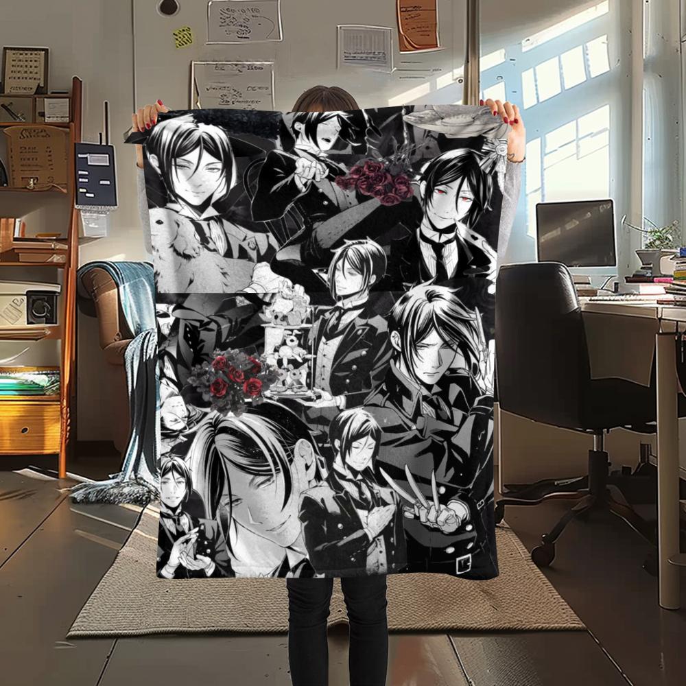 1PC Sebastian Butler Print Flannel Blanket, High quality Comfortable for All Seasons, Home Decor, Warmth and Comfort, Perfect for Christmas Gifts148