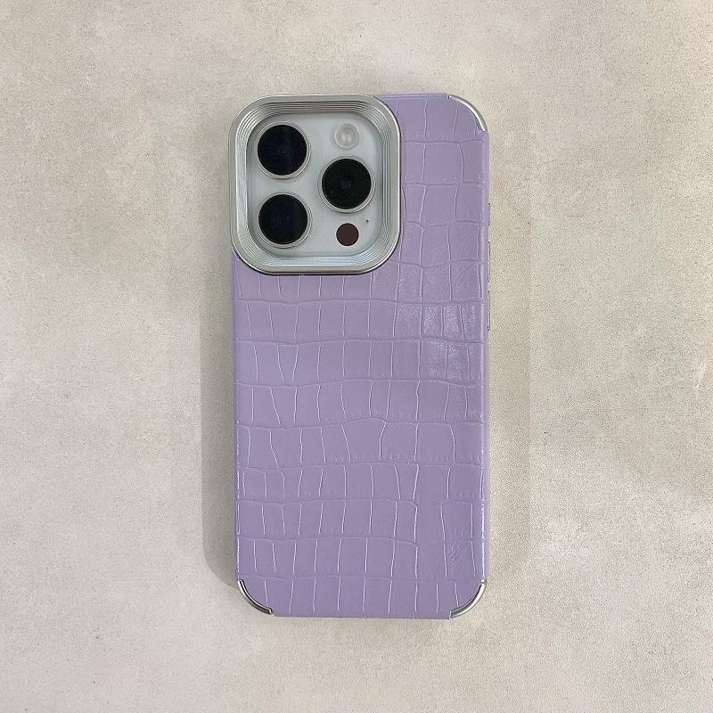 Alligator Leather Pattern Suitable for IPhone16 Mobile Phone Case All-inclusive 15promax Solid Color 14 Retro 13/12/11 Couple All-inclusive Anti-drop