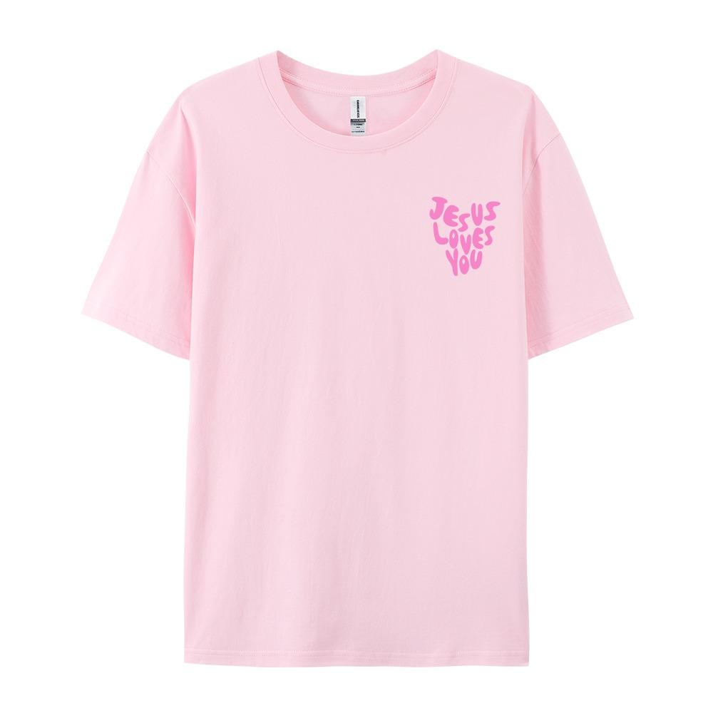 Jesus Loves Me Letter Prints Female Cotton T-Shirts Fashion O-Neck Oversize Tops Casual Loose Soft Short Sleeve Women Clothing