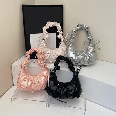 Cute Bow Tie Design Underarm Bags for Women Y2K Korean Fashion Handbags and Purses Pu Leather Shoulder Bag Designer Bag KTB
