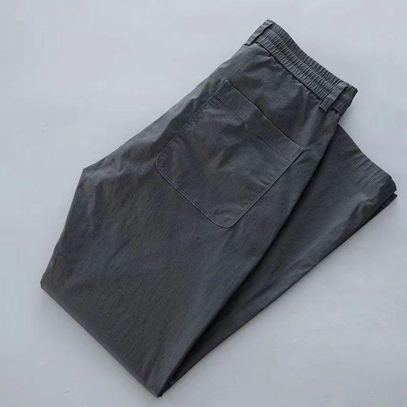 

Breathable Summer Thin Casual Pants for Men Slim Fit Fashionable Simple Cropped Pants Solid Color 4XL чёрный