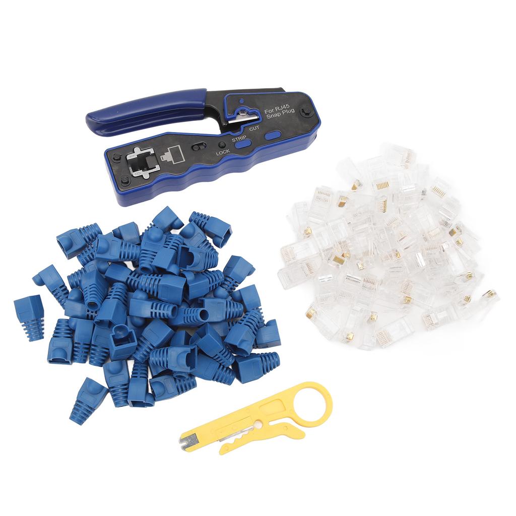 RJ45 Crimping Tool Multifunctional Ethernet Crimper Cutter Stripper for Cat5 Cat5e Cat6 Cat6A Pass