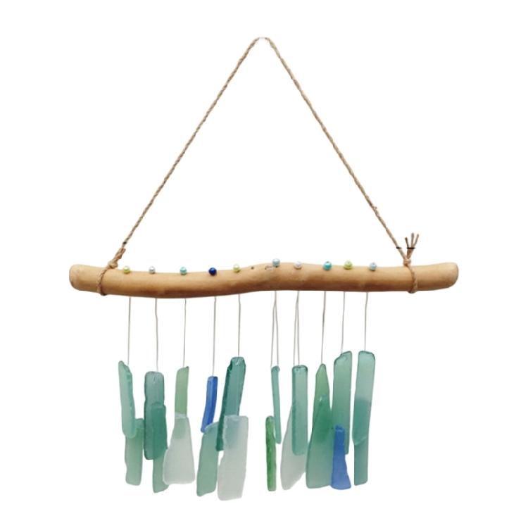 

Sea Glass and Driftwood Wind Chimes Handcrafted Wind Chimes for Outside Ocean/Beach Themed Decors Housewarmings Gift 1