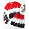 Stylish Summer Junior Alphabet Graphic Color Block T-shirt and Shorts Set