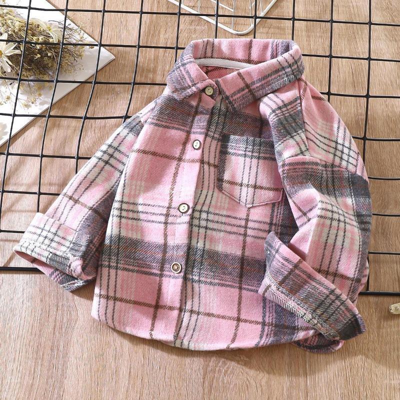 Kinder Retro Karo Langarmshirt - Unisex Strickjacke mit Revers