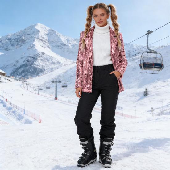 Women's Sequin Jacket Shiny Open Front Blazer Jacket Evening Party Sparkly Long Sleeve Cardigan Coat with Pockets