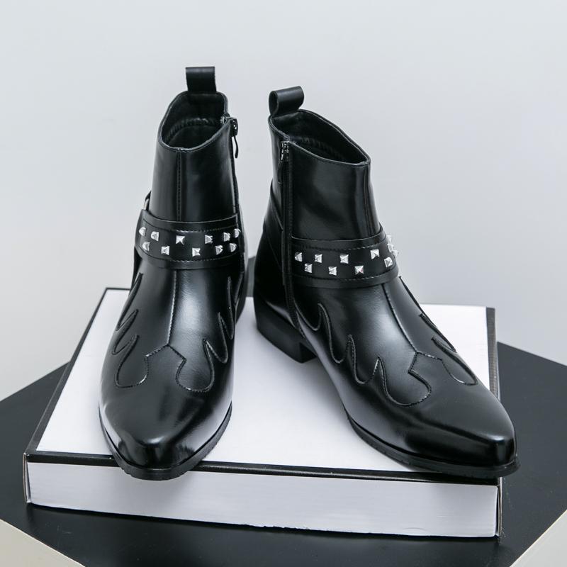 

Fashion Brand Men Leather Classic Boots Fashion British Style Chelsea Shoes Short Ankle Boots Outdoor Quality Handmade Boots Size 38-46 46 чёрный