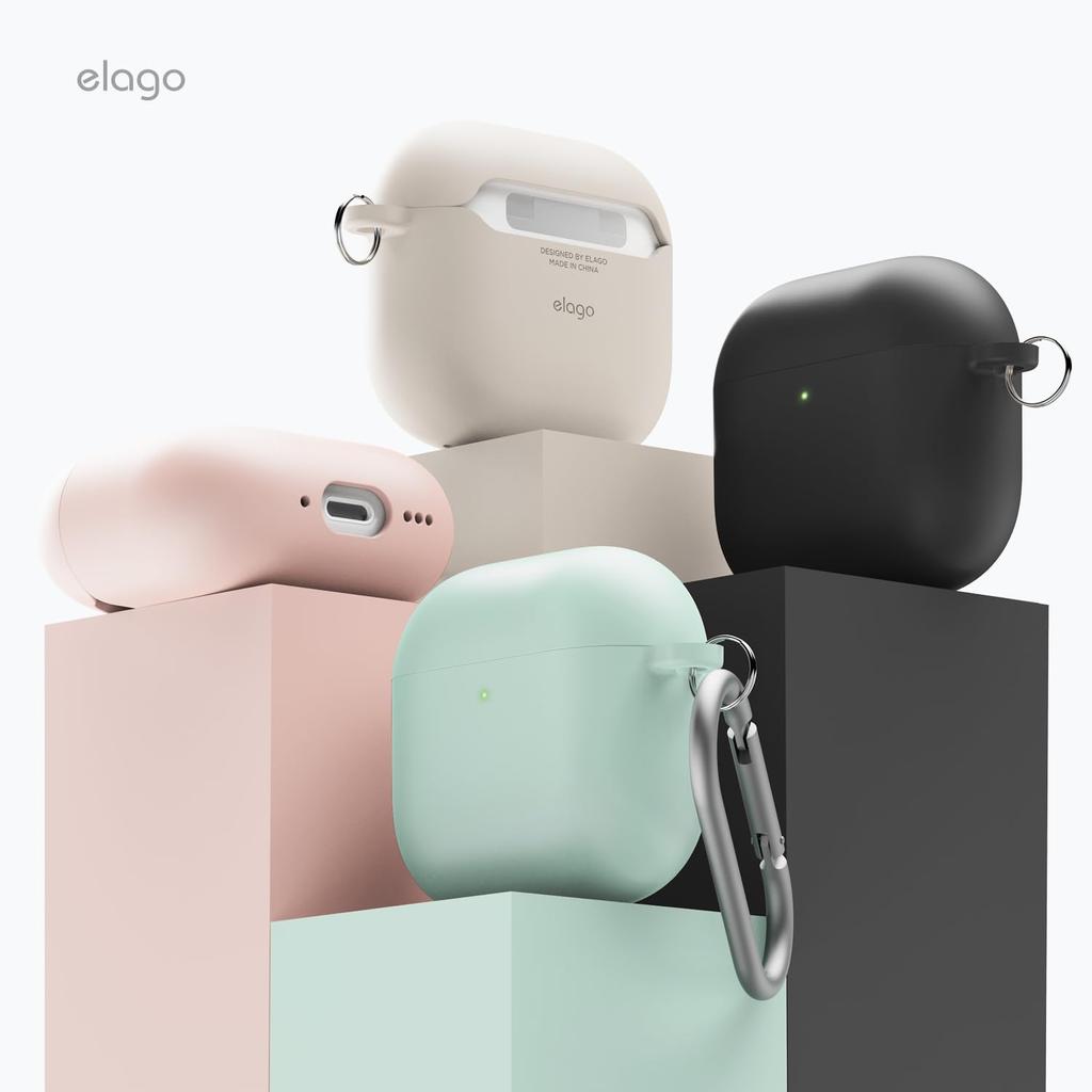 AirPods 4 Compatible Case Silicone Hybrid Cover with Carabiner Shockproof Drop Prevention Wireless Charging MagSafe Compatible 4 4th Generation LIQUID