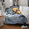 Cute Teddy Bears Sleeping On Clouds With Sweet Dreams Gift Customizable Blanket Personalized Name Soft Cozy Great For Sofa Couch Office Bed Picnics