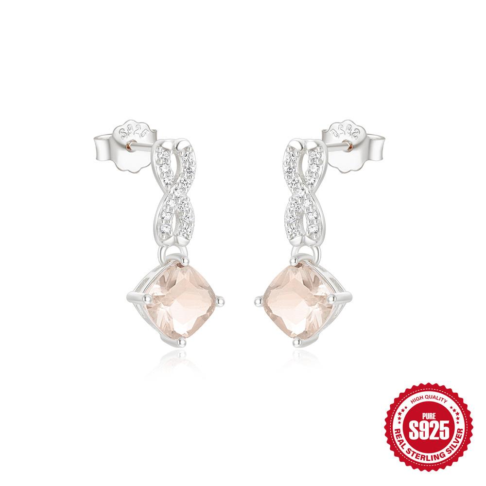 Light Luxury S925 Sterling Silver Personality Temperament 8-Shaped Infinite Symbol 8-Character Geometric Horse Eye Diamond Stud Earrings Earrings