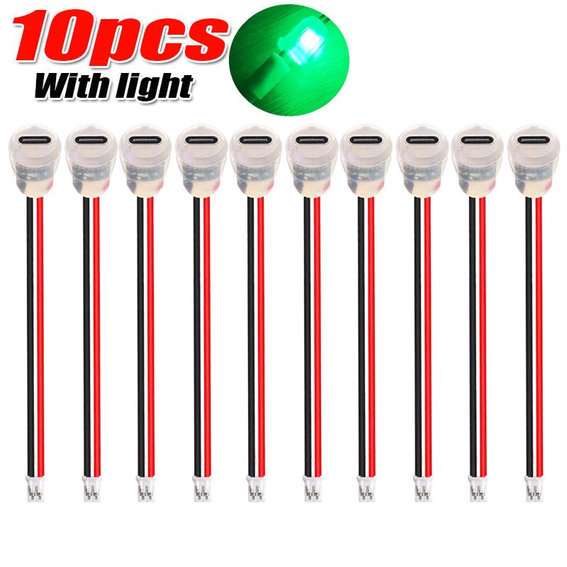 1/10pcs Plate Waterproof USB-C Power Port TYPE-C Female Connector Jack 2pin Type C 5A Input Type Charging Socket with LED Light