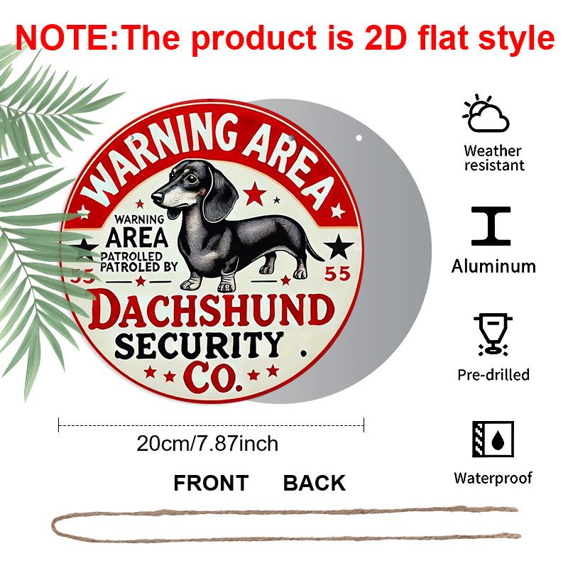 2D Flat, 1pc Aluminum Sign Decor, Retro "Be Careful with Sausage Dogs" Sign, 7.87in Decorative Wall Art Plaque with Red Border, Playful Sausage Dog