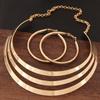 European and American fashion, metal texture exaggerated punk street shot hipster unique fashion women's collar, necklace earring set