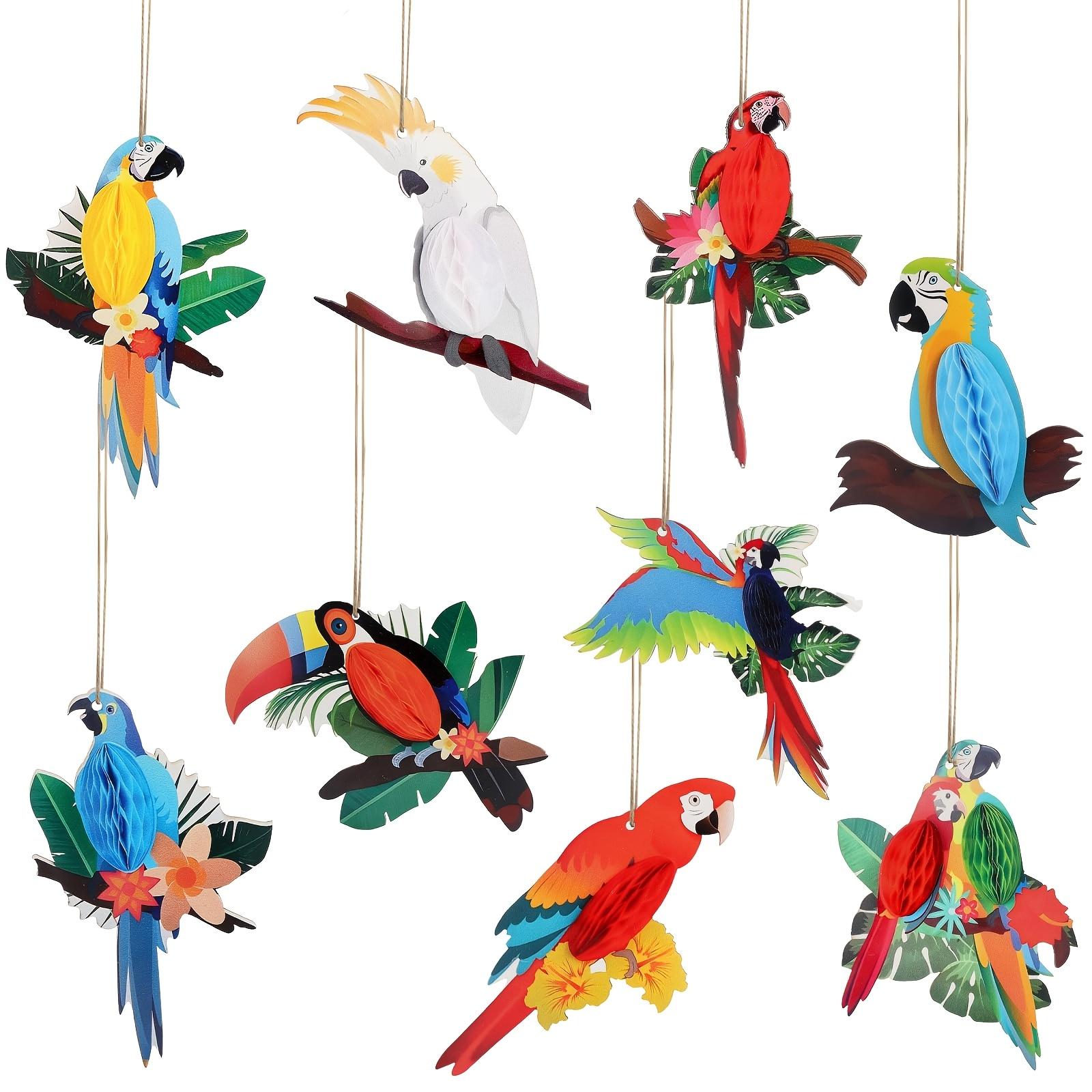 9PCS tropical bird decoration set, party parrot decorations, jungle-themed bird ornaments, suitable for summer tropical parties and Hawaiian style 9PCS