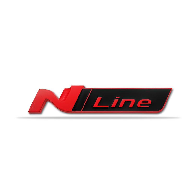 

3d Metal N Line Emblem Car Front Grill Badge Rear Trunk Sticker For i20 i30 Kona Elantra Tucson N Line Accessories Trunk Sticker червоний колір чорний