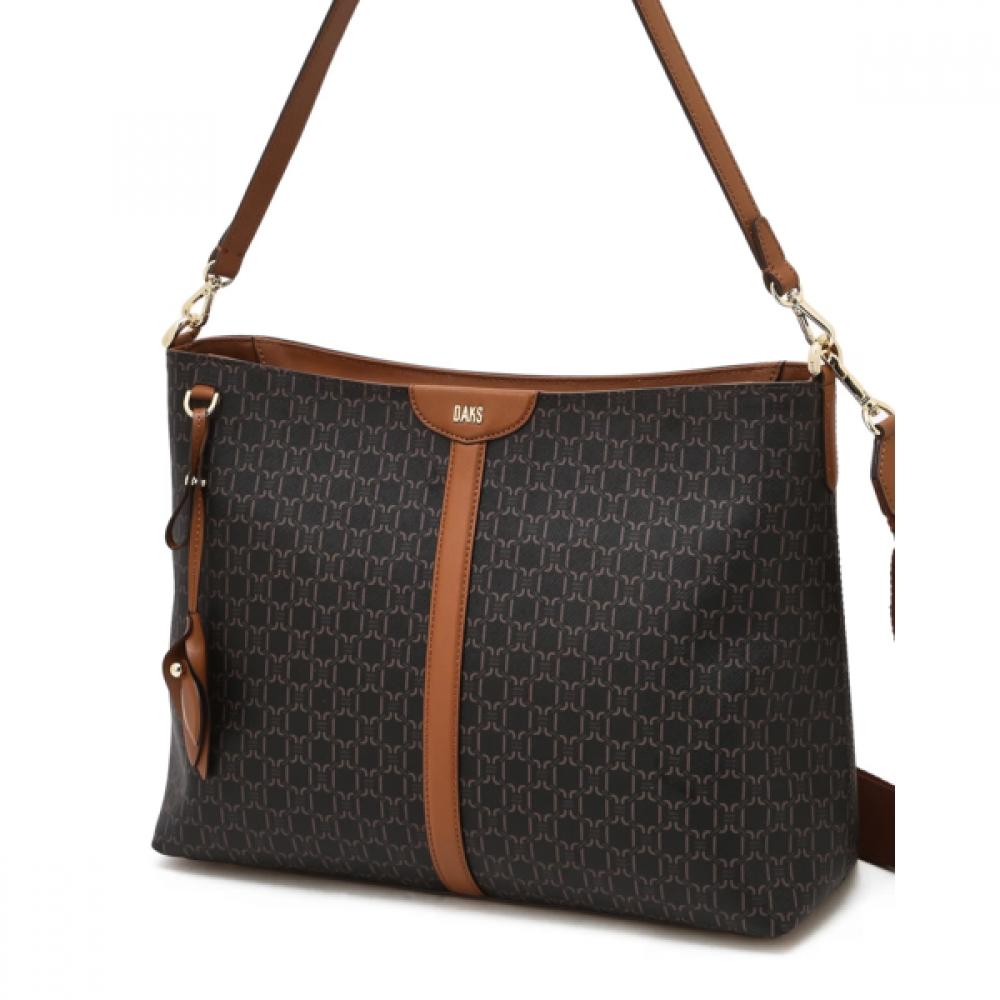 Daks Brown Dd Logo Leather Shoulder Bag Dcba6f864w3
