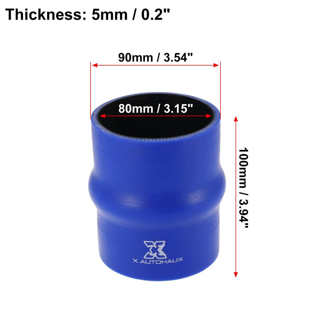 X AUTOHAUX Length 100mm Inner Diameter 80mm Hump Silicone Hose