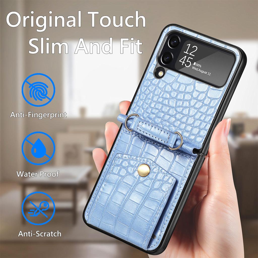 Lommebok Funksjon Telefonstropp Lærveske For Samsung Galaxy Z Flip 4 5g Flip4 Full Protection Card Slot Cover