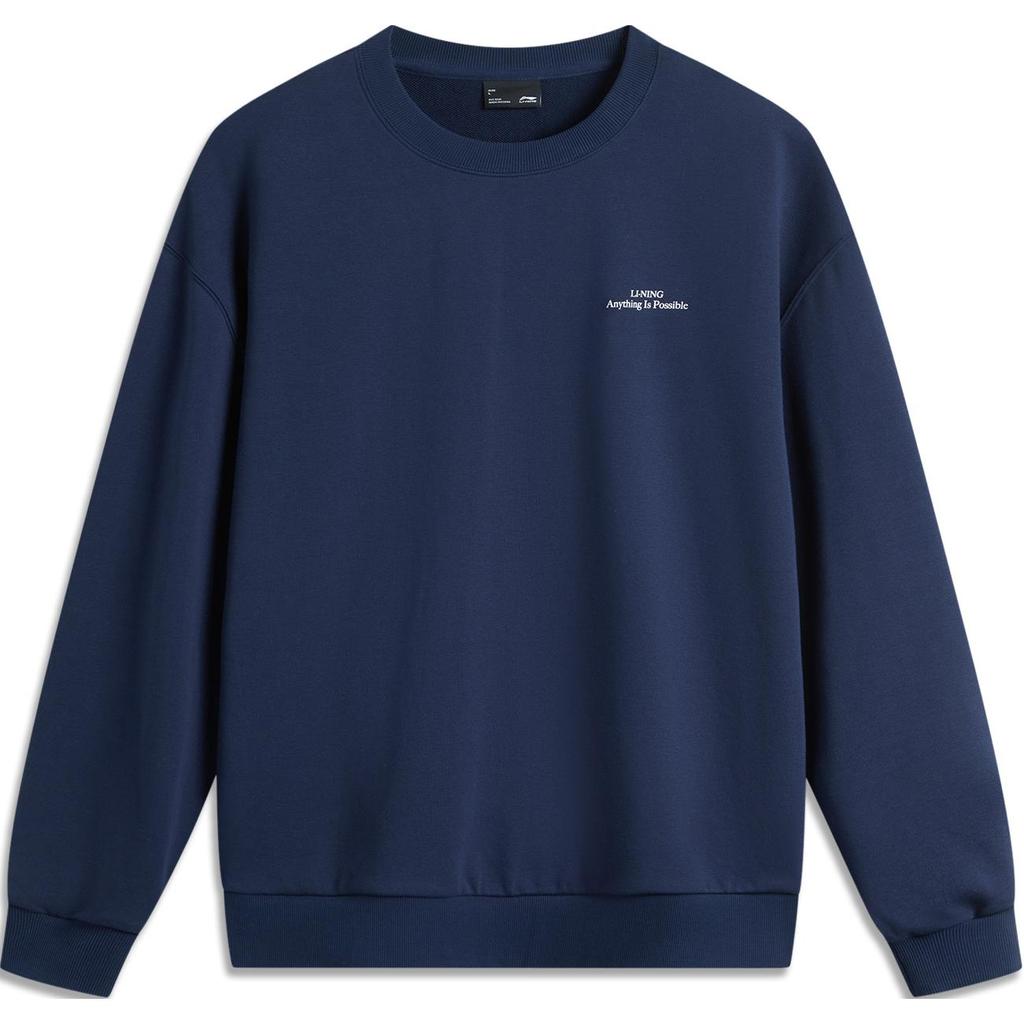 Li Ning Sports Lifestyle Series Pullover Long Sleeve Round Neck Drop Shoulder Sweatshirt Unisex Sweatshirt Deep-Navy AWDUB69-6