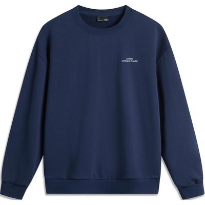 Li Ning Sports Lifestyle Serie Pullover Langarm Rundhals Überschnittene Schultern Sweatshirt Unisex Sweatshirt Tiefmarineblau AWDUB69-6