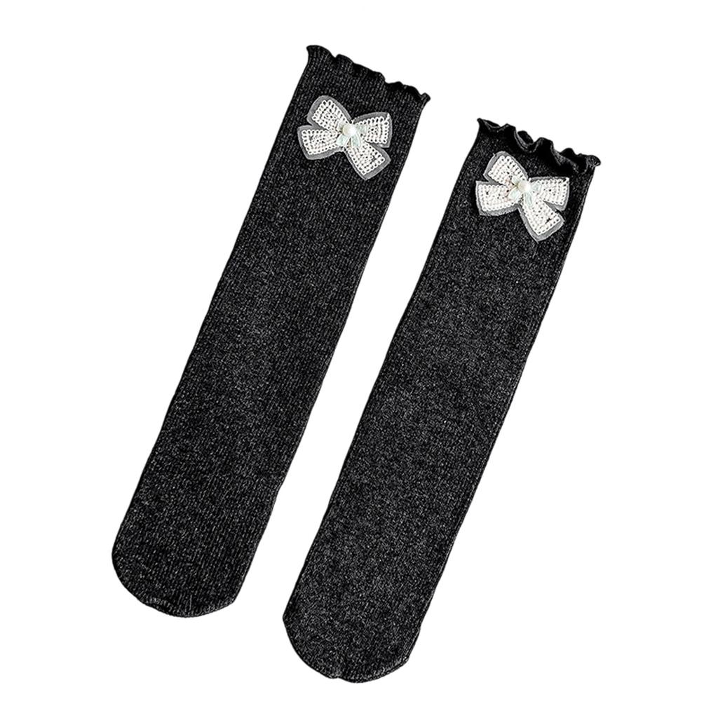 Children's Knee-high Socks With Bows And Lace Trim