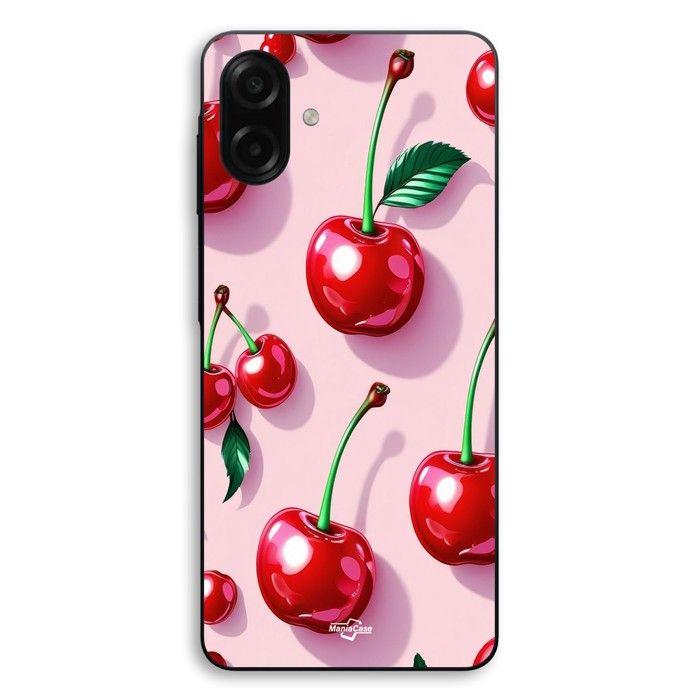 Coque Pour Samsung Galaxy A06 Cerise rouge fond rose Maniacase