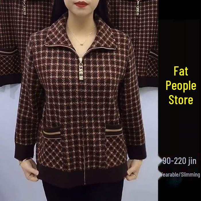 2025 Plus Size Velvet Jacket for Middle-aged & Elderly Women - Autumn/Winter Style