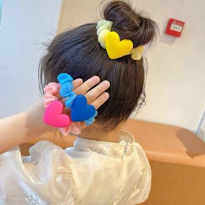 Einfarbig Herz Elastische Scrunchie Haar Krawatten Gummibänder Frauen Mädchen Kinder Haarband Halter Haar Zubehör