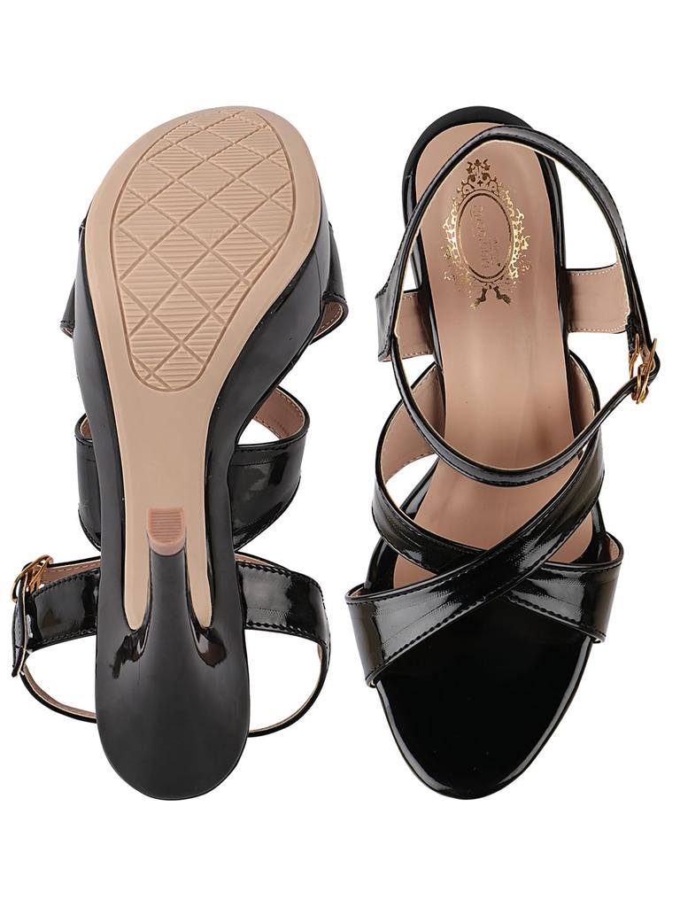 Shoetopia Women's High Heel Sandals Open Toe Stiletto Heels with Ankle Strap, Patent Party Dress Shoes Casual, Ethnic, Party & Wedding