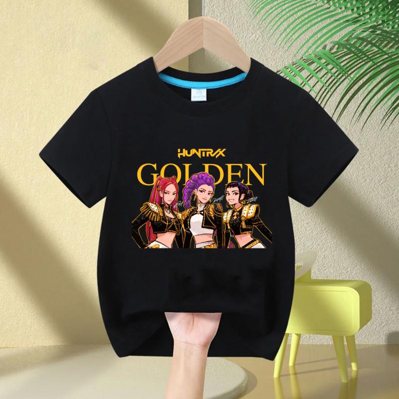 Summer 2025 Huntrix Kpop Demon Hunters T-Shirt for Boys Girls T-shirtFans Gift Crew Neck Short Sleeve Tees Fashion Kids T-shirt