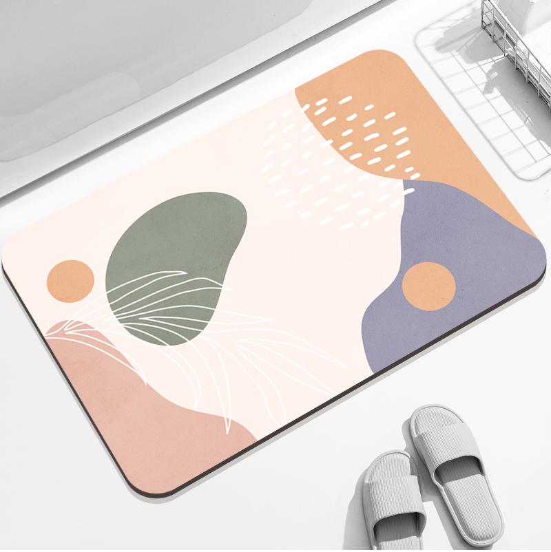 2026 Factory Custom Non Slip Water Absorbent Rugs Rubber Door Mats Diatom Mud Bathroom Floor Mat Set Anti Slip Bath Mat