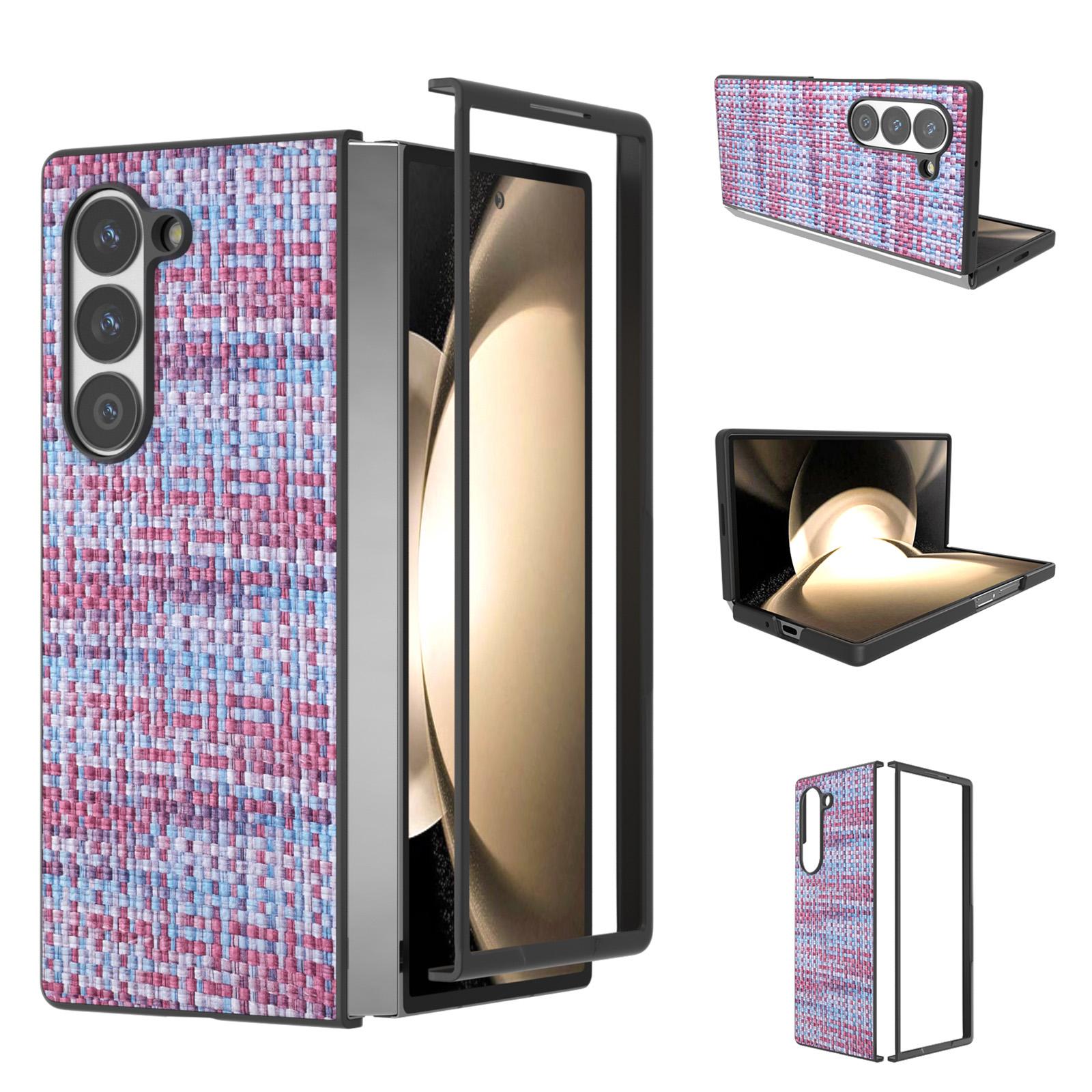 

For Samsung Galaxy Z Fold6 5G Case Plaid Texture PU Leather+PC Phone Cover Purple