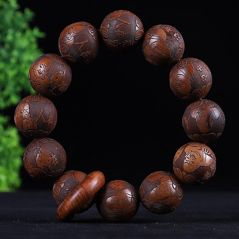 

20 мм 12 шт. Бусины Натуральный сандал и палисандр Буддийский браслет Ручная резьба Этнические бусины мала для мужчин Премиум Китайский уникальный подарок