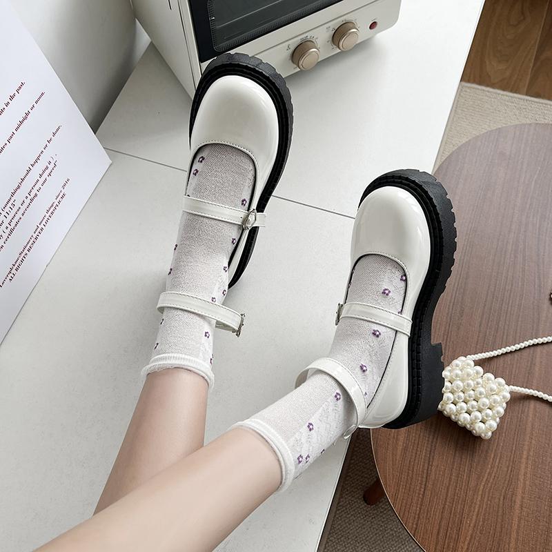Platform Lolita Shoes Women 'S Autumn  Trends Black Pu Leather Cute Metal Buckle Mary Jane Loafers Girl School Uniform Shoes
