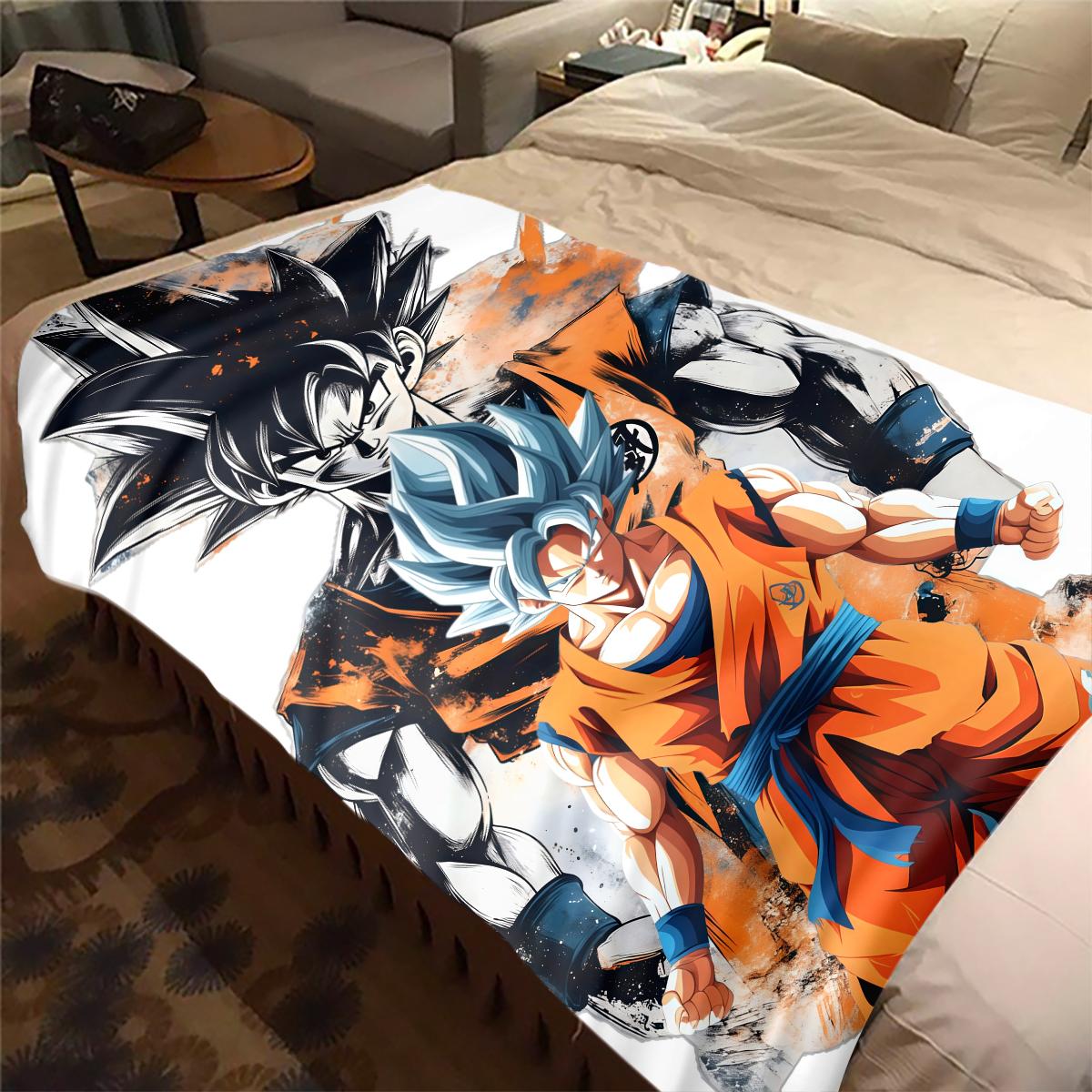

1PC Son Goku Print Flannel Blanket, High quality All Seasons, Home Decor, Warmth and Comfort, Perfect for Christmas Gifts 80cm x 120cm