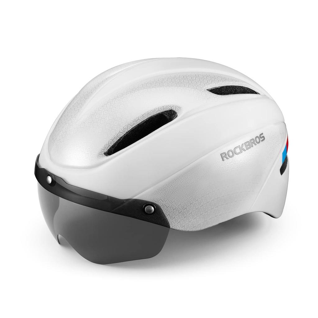 ROCKBROS Adult Bicycle Helmet with Magnetic Goggles for Road Impact CPSC Adjustable Size Equipped with LED Suitable for City and Cross Bikes with