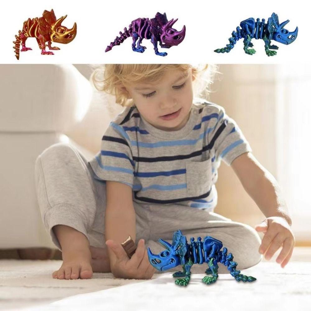 Big Mouth 3D Printed Triceratops Candy Color 3D Articulated Dinosaur Toys  Landscaping Decoration