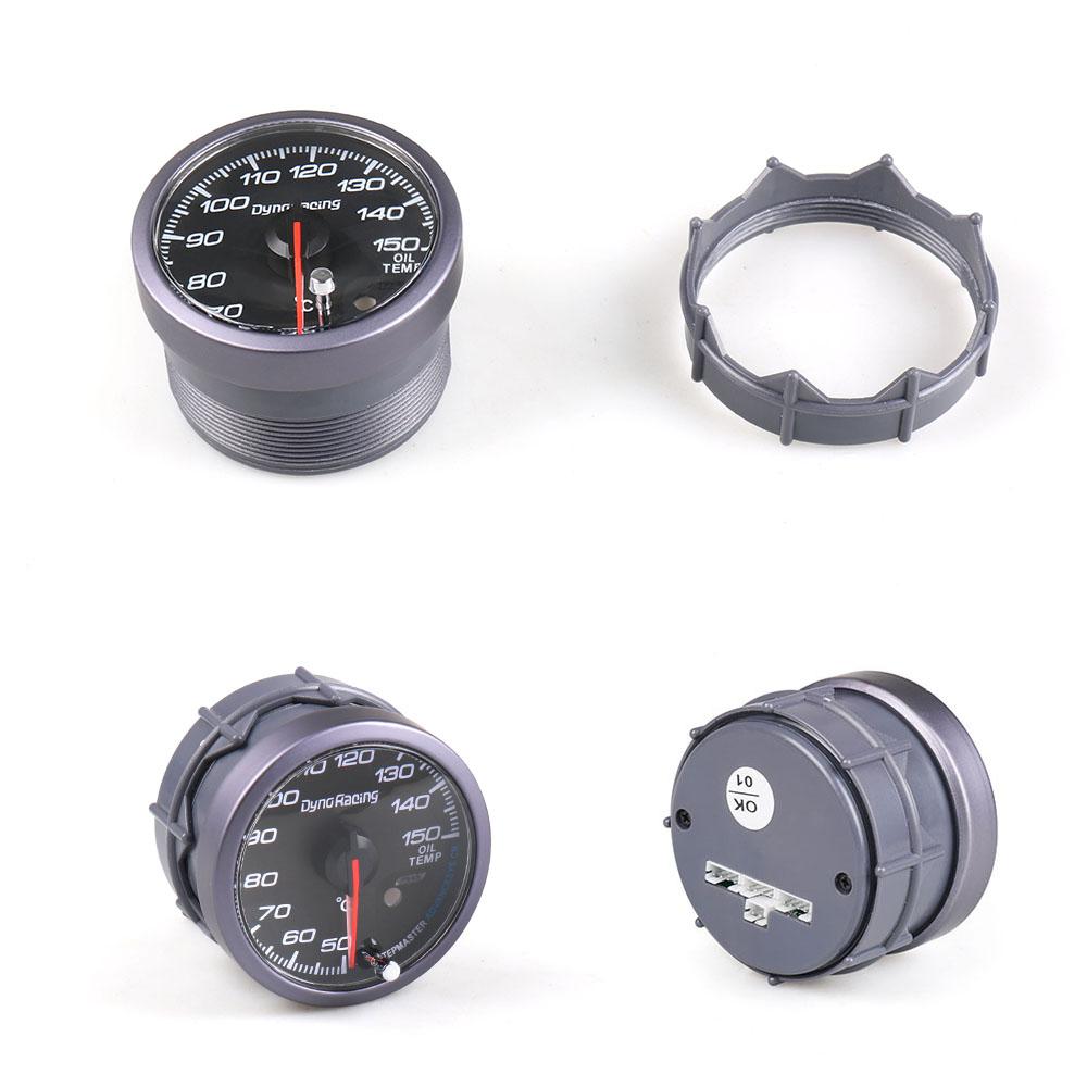 Dynoracing 60MM Black Face Oil Temp Gauge 50-150C White/Amber Light Peak Function Oil Temperature Gauge Car Meter with Sensor
