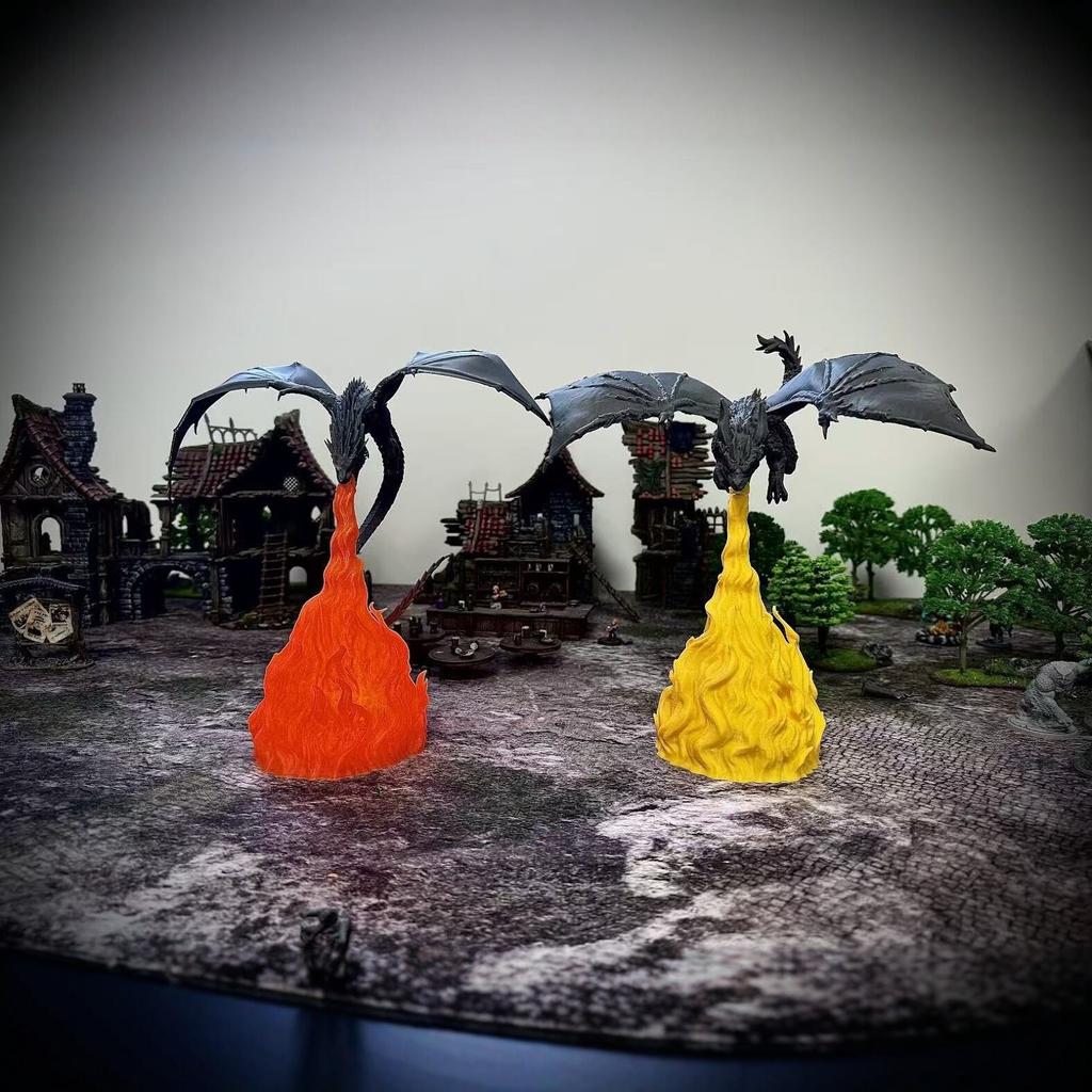 3D Printing Fire-Breathing Dragon Resin Model, Luminous Base, Desktop Ornament, Micro-Landscape Scene Decoration Handicraft