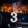Bling Car Rear View Mirror Accessories Rhinestone Numbers Hanging Ornament 0-10 Automotive Interior Pendant for Women