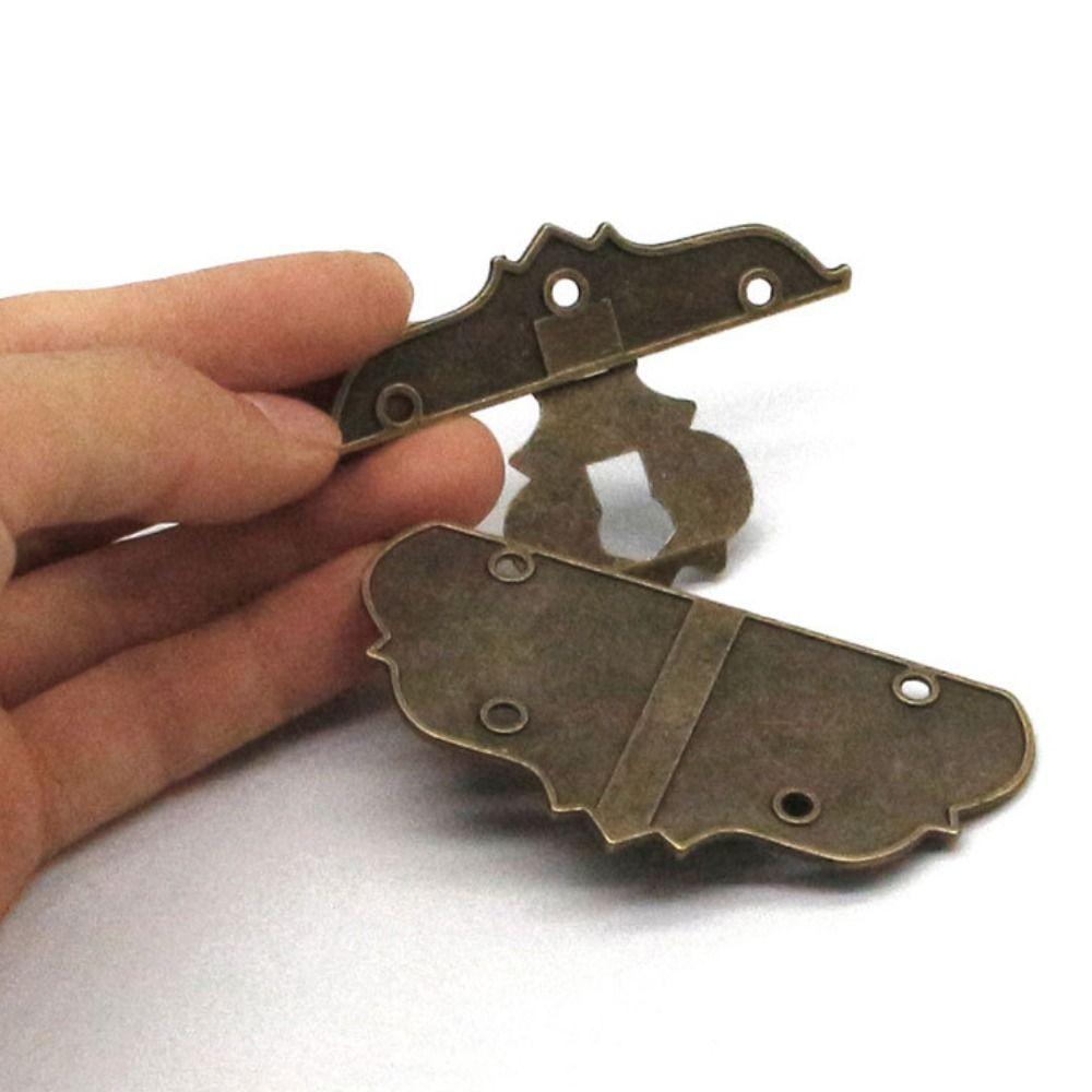 Vintage Bronze Hasp Metal Wooden Case Hasp Exquisite   Jewelry Box