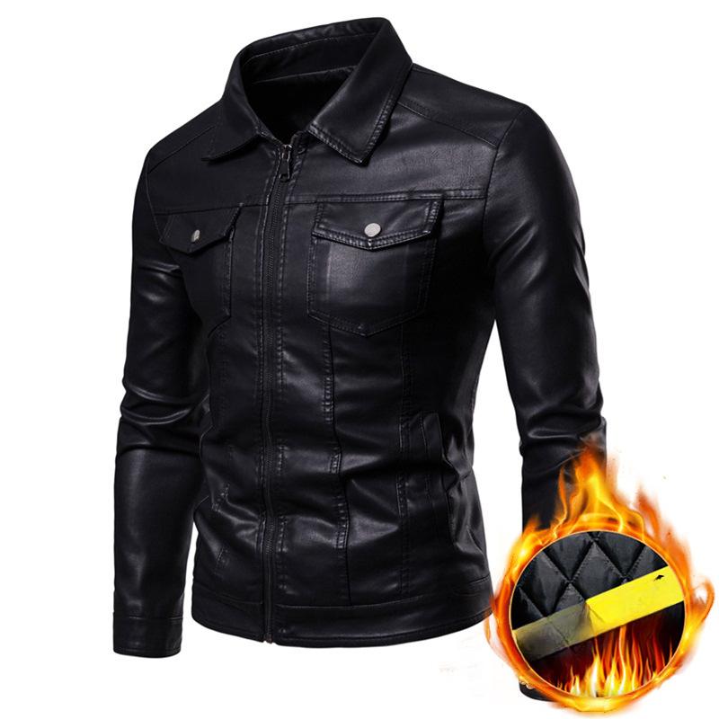 Autumn New Large Size Leather Jacket for Men Men's Leather Jacket Korean Style Slim Lapel Motorcycle Jacket Jacket