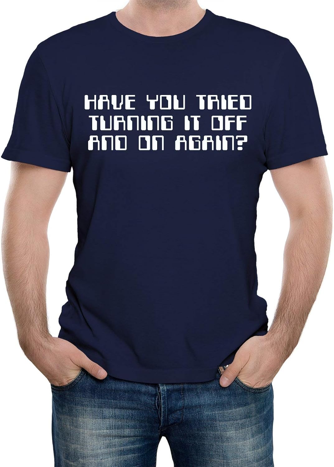 Men s Have You Tried Turning It Off and On Again T Shirt Funny Computer Coding T Shirt M темно-синий