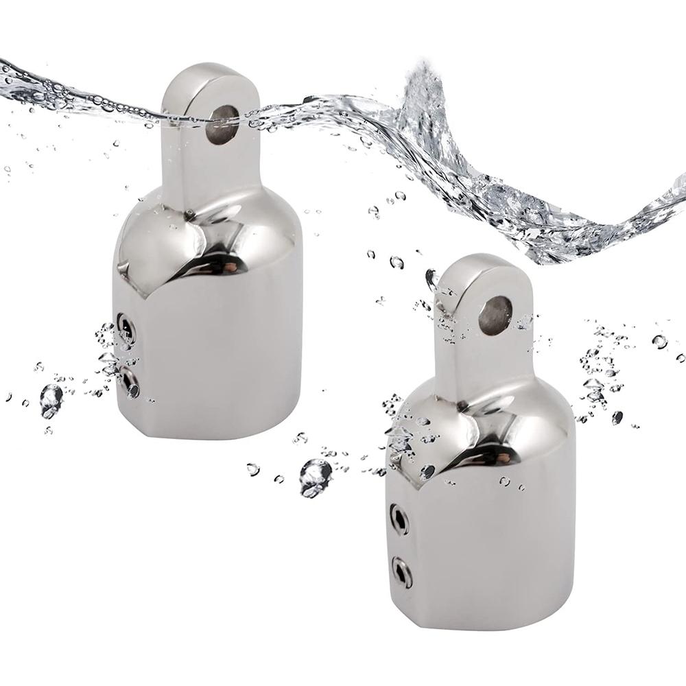 2x Stainless Steel 1" Bimini Top Eye End Cap For Round Tube Boat Marine Fitting