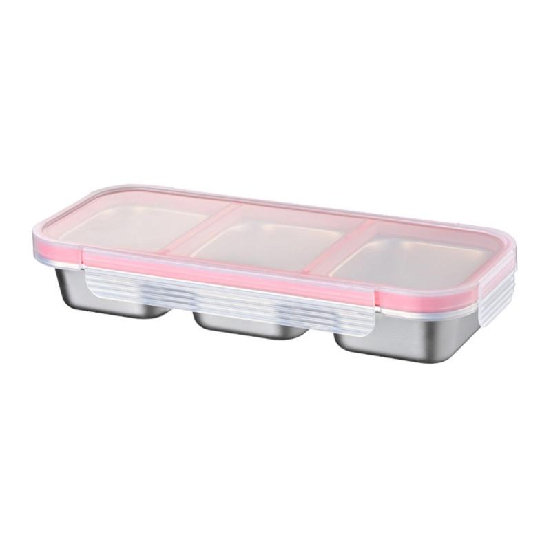 Stainless Steel Bentos Box with Plastic Lid Multi Compartment Design Leak Proof Lunch Container For Work Travel